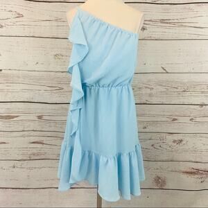 kaari blue dress Kaari Lace Ruffle Mini Dress White Selfie Leslie
